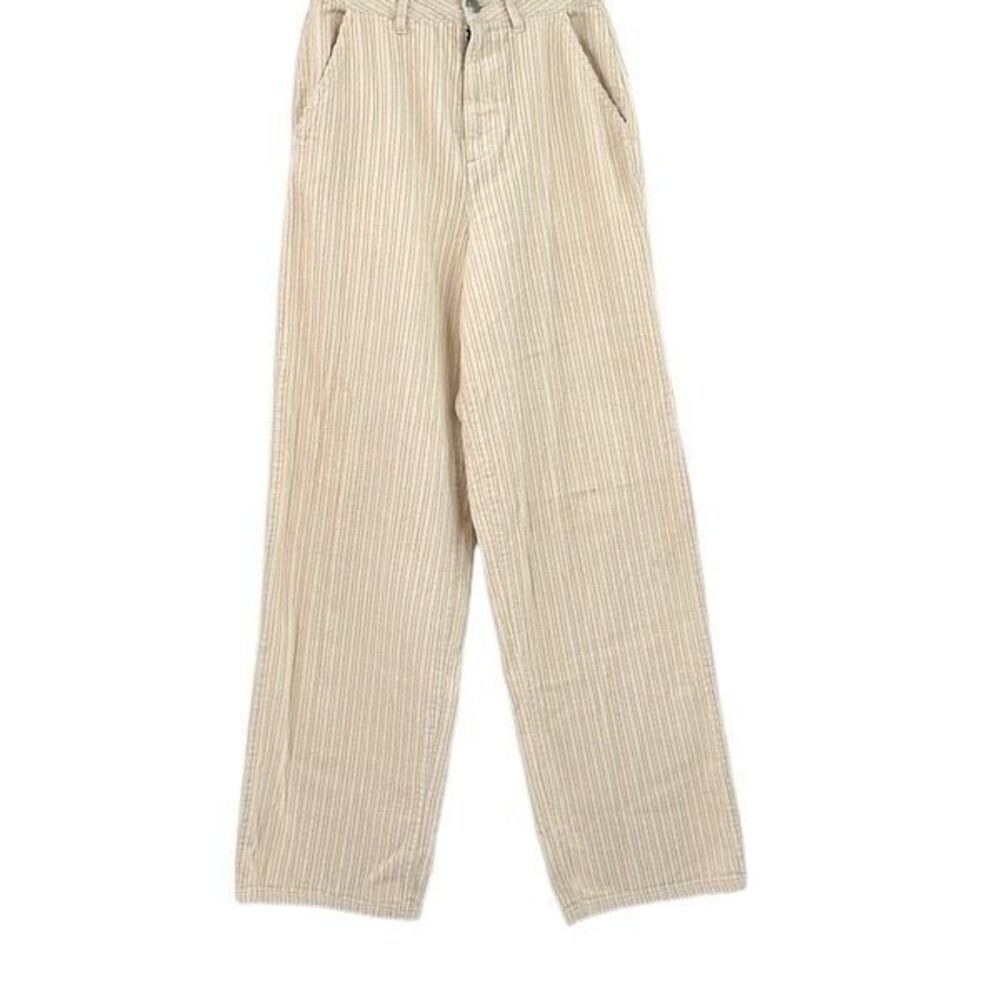 Zara Y2K Baggy Beige High Waisted Corduroy Trouser Straight Pants 2